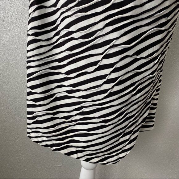 Chico’s Stripe Print Surplice Wrap Neck Black White Sheath Dress - Picture 10 of 15